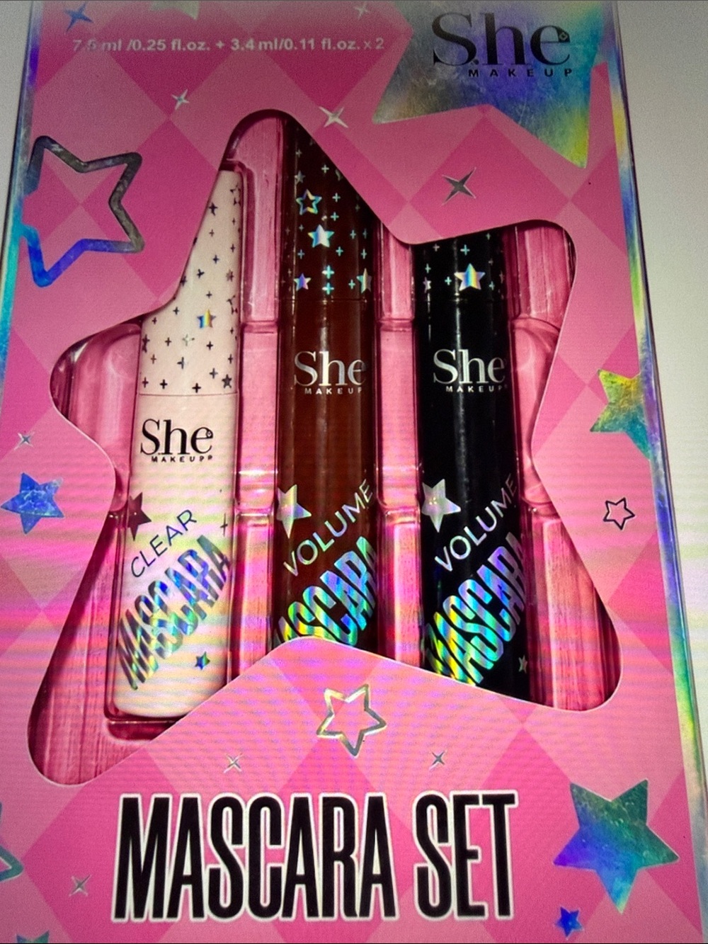 Mascara Set — Pink Packaging with Clear, Brown & Black Mascaras